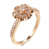 Cubic Zirconia Micro Pave Brass Ring, Flower, rose gold color plated, different size for choice & micro pave cubic zirconia & for woman, nickel, lead & cadmium free, 11mm, US Ring Size:7-10, Sold By PC