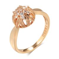 Cubic Zirconia Micro Pave Brass Ring, Flower, rose gold color plated, different size for choice & micro pave cubic zirconia & for woman & hollow, nickel, lead & cadmium free, 10mm, US Ring Size:7-10, Sold By PC