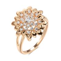 Cubic Zirconia Micro Pave Brass Ring, Flower, rose gold color plated, different size for choice & micro pave cubic zirconia & for woman, nickel, lead & cadmium free, 15mm, US Ring Size:6-9, Sold By PC