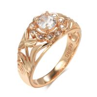 Cubic Zirconia Micro Pave Brass Ring, Flower, rose gold color plated, different size for choice & micro pave cubic zirconia & for woman, nickel, lead & cadmium free, 9mm, US Ring Size:7-10, Sold By PC