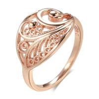 Brass Finger Ring Flower rose gold color plated & for woman & hollow nickel lead & cadmium free 13mm US Ring Sold By PC
