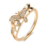 Cubic Zirconia Micro Pave Brass Ring Butterfly rose gold color plated & micro pave cubic zirconia & for woman nickel lead & cadmium free 10mm US Ring Sold By PC