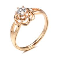 Cubic Zirconia Micro Pave Brass Ring, Rose, rose gold color plated, different size for choice & micro pave cubic zirconia & for woman & hollow, nickel, lead & cadmium free, 9mm, US Ring Size:6-9, Sold By PC