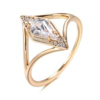 Cubic Zirconia Micro Pave Brass Ring Rhombus rose gold color plated & micro pave cubic zirconia & for woman & hollow nickel lead & cadmium free 16mm US Ring Sold By PC