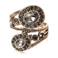 Κρύσταλλο δάχτυλο του δακτυλίου, Κράμα ψευδάργυρου, με Κρύσταλλο, Γεωμετρικό μοτίβο, χρώμα επίχρυσο, διαφορετικό μέγεθος για την επιλογή & για τη γυναίκα & κοίλος, 30mm, Μέγεθος:7-10, Sold Με PC