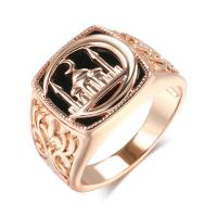 Кольца из латуни, Латунь, плакированный цветом розового золота, разный размер для выбора & Мужский & эмаль, не содержит никель, свинец, 24mm, размер:9-12, продается PC