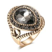 Crystal finger ring, Zink Alloy, med Kristall, Geometriskt mönster, guldfärg pläterade, olika storlek för val & för kvinna & med strass & ihålig, 25mm, Storlek:7-10, Säljs av PC