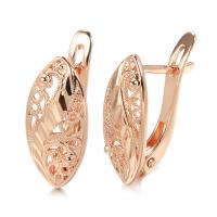 Brass Leverback Earring rose gold color plated for woman & hollow nickel lead & cadmium free 18mm Sold By Pair