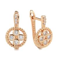 Cubic Zirconia Micro Pave Brass Earring, Geometrical Pattern, rose gold color plated, micro pave cubic zirconia & for woman & hollow, nickel, lead & cadmium free, 16mm, Sold By Pair