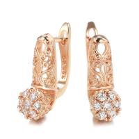 Cubic Zirconia Micro Pave Brass Earring, Geometrical Pattern, rose gold color plated, micro pave cubic zirconia & for woman & hollow, nickel, lead & cadmium free, 20mm, Sold By Pair