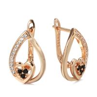 Cubic Zirconia Micro Pave Brass Earring Heart rose gold color plated micro pave cubic zirconia & for woman & hollow nickel lead & cadmium free 19mm Sold By Pair