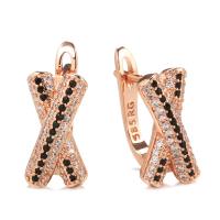 Cubic Zirconia Micro Pave Brass Earring, Geometrical Pattern, rose gold color plated, micro pave cubic zirconia & for woman, nickel, lead & cadmium free, 16mm, Sold By Pair