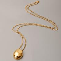 Brass Necklace Titanium Steel real gold plated fashion jewelry & Unisex & oval chain Length Approx 30.3 Inch Sold By PC