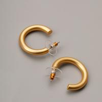 Brass Stud Earring, Letter C, real gold plated, fashion jewelry & for woman & frosted, nickel, lead & cadmium free, 26mm, Sold By Pair