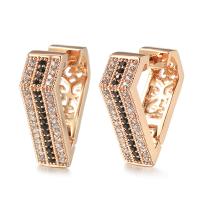 Cubic Zirconia Micro Pave Brass Earring Geometrical Pattern rose gold color plated micro pave cubic zirconia & for woman nickel lead & cadmium free 17mm Sold By Pair