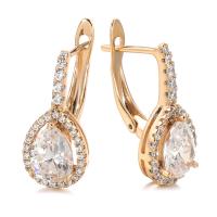 Cubic Zirconia Micro Pave Brass Earring Geometrical Pattern rose gold color plated micro pave cubic zirconia & for woman & hollow nickel lead & cadmium free 19mm Sold By Pair