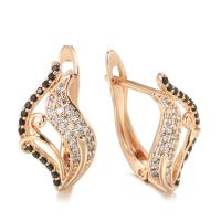 Cubic Zirconia Micro Pave Brass Earring rose gold color plated micro pave cubic zirconia & for woman & hollow nickel lead & cadmium free 17mm Sold By Pair