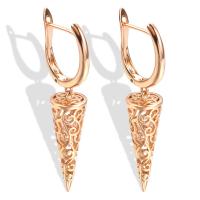 Cubic Zirconia Micro Pave Brass Earring Geometrical Pattern rose gold color plated micro pave cubic zirconia & for woman & hollow nickel lead & cadmium free 43mm Sold By Pair