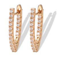 Cubic Zirconia Micro Pave Brass Earring, Geometrical Pattern, rose gold color plated, micro pave cubic zirconia & for woman, nickel, lead & cadmium free, 25mm, Sold By Pair