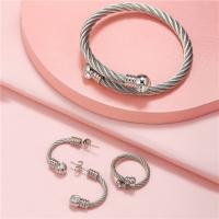 Rhinestone Stainless Steel Jewelry Set Titanium Steel with zinc alloy bead gold color plated Adjustable & open & for woman & with rhinestone 6.2cm 2.5cm 2.2cm Sold By Set