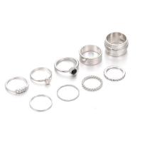 Cink Alloy Ring Set, Cink ötvözet, platina színű bevont, a nő & strasszos, 1.8cm,1.6cm,1.5cm, Által értékesített Set
