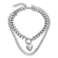 Mode-Multi-Layer-Halskette, Zinklegierung, plattiert, für Frau & Multi-Strang, keine, 35.5cm,50cm, verkauft von PC