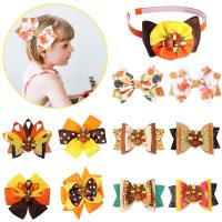 Grosgrain Ribbon Bowkont Hair Clip, Bowknot, printing, different color and pattern for choice & Girl & handmade, 80.20x48.70mm, Sold By PC