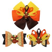 Grosgrain Ribbon Bowkont Hair Clip, Bowknot, printing, different color and pattern for choice & Girl, 127mm, Sold By PC