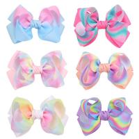 Grosgrain Ribbon Bowkont Hair Clip, Bowknot, printing, different color and pattern for choice & Girl, 102x76mm, Sold By PC