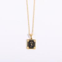 Stainless Steel Jewelry Necklace, 304 Stainless Steel, with 5cm extender chain, Rectangle, 18K gold plated, fashion jewelry & Unisex & enamel, more colors for choice, Length:40 cm, Sold By PC