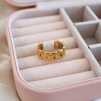 Mosiądz Mankiet palcu, Pozłacane 18K złotem, biżuteria moda & dla kobiety, złoty, 8mm, rozmiar:7, sprzedane przez PC