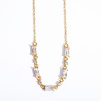 Kubický zirkon Micro vydláždit mosaz náhrdelník, s 5cm extender řetězce, 18K pozlacené, módní šperky & pro ženy & se zirkony, zlatý, Délka 37 cm, Prodáno By PC