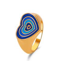 Zinc Alloy Finger Ring Heart gold color plated fashion jewelry & for woman & enamel 17mm Sold By PC