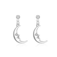 Zinc Alloy Drop Earrings Moon silver color plated fashion jewelry & for woman silver color 27mm Sold By Pair