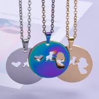 Stainless Steel Jewelry Necklace, 304 Stainless Steel, Flat Round, Vacuum Ion Plating, Unisex & different styles for choice & hollow, more colors for choice, nickel, lead & cadmium free, 25x25mm, Length:Approx 50 cm, Sold By PC