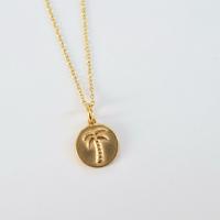 Titanium Steel Necklace, with 1.97 extender chain, Palm Tree, gold color plated, for woman, golden, 15mm, Length:15.75 Inch, Sold By PC
