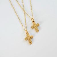 Titanium Steel Necklace with 1.97 extender chain Cross gold color plated for woman golden Length 15.75 Inch Sold By PC
