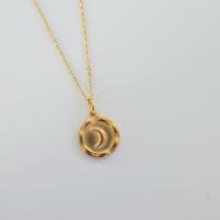 Titanium Steel Necklace with 1.97 extender chain Moon gold color plated for woman golden 16mm Length 15.75 Inch Sold By PC