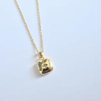 Titanium Steel Necklace, with 1.97 extender chain,  Square, 18K gold plated, for woman, golden, 15x12mm, Length:15.75 Inch, Sold By PC