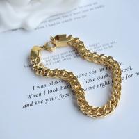 Titanium Steel Bracelet & Bangle 18K gold plated for man golden Length 8.27 Inch Sold By PC