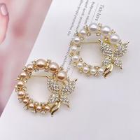 Plastic Pearl Brooch Zinc Alloy with Plastic Pearl KC gold color plated fashion jewelry & for woman & with rhinestone nickel lead & cadmium free Sold By Bag