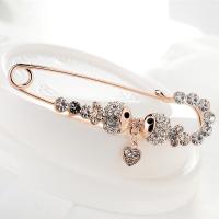 Rhinestone Brooch, Tibetan Style, Safety Pin, fashion jewelry & for woman & with rhinestone, rose gold color, nickel, lead & cadmium free, 63x18mm, 6PCs/Bag, Sold By Bag