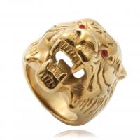 Rhinestone нержавеющей стали палец кольцо, Нержавеющая сталь 316, разный размер для выбора & Мужский & со стразами, Золотой, 24mm, продается PC
