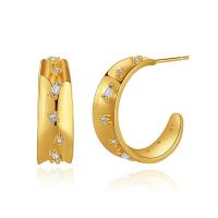 Befestiger Zirkonia Messing Ohrring, 18K vergoldet, Micro pave Zirkonia & für Frau, goldfarben, frei von Nickel, Blei & Kadmium, 22x8mm, verkauft von Paar