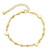 Brass Bracelet & Bangle with 1.97inch extender chain Heart 18K gold plated fashion jewelry & for woman golden nickel lead & cadmium free Length Approx 7.08 Inch Sold By PC