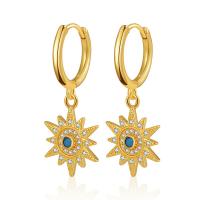 Cubic Zirconia Micro Pave Brass Earring gold color plated fashion jewelry & micro pave cubic zirconia & for woman golden nickel lead & cadmium free Sold By Pair