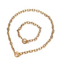 Edelstahl Schmucksets, Armband & Halskette, 304 Edelstahl, 2 Stück & Modeschmuck & unterschiedliche Länge der Wahl & für Frau, keine, verkauft von setzen