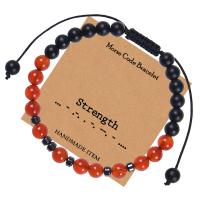 Bracelets de pierres précieuses, Abrazine Stone, avec cordon de polyester & agate rouge, fait à la main, bijoux de mode & unisexe & styles différents pour le choix, Longueur:Environ 6.6-11.8 pouce, Vendu par PC