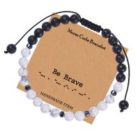 Gemstone Bracelets, Howlite, with Abrazine Stone & Polyester Cord, handmade, fashion jewelry & Unisex & different styles for choice, Length:Approx 6.6-11.8 Inch, Sold By PC