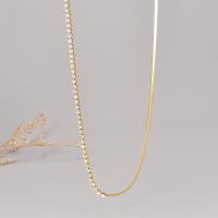 Stainless Steel Chain Necklace, 316L Stainless Steel, with 9.5cm extender chain, Vacuum Ion Plating, fashion jewelry & for woman & with rhinestone, golden, Length:35 cm, Sold By PC